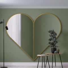 The Corde - New and Unique Gold Metal Framed Heart Shaped Leaner/Wall Mirror 71" X 71" (180CM X 180CM) MAX