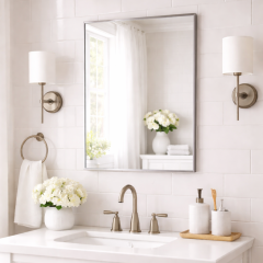 Bathroom Aluminium Metal Modern Black Mirror 70 x 50cm – Wall Mounted Rectangular Mirror – Portrait or Landscape Hanging – Sleek Contemporary Frame