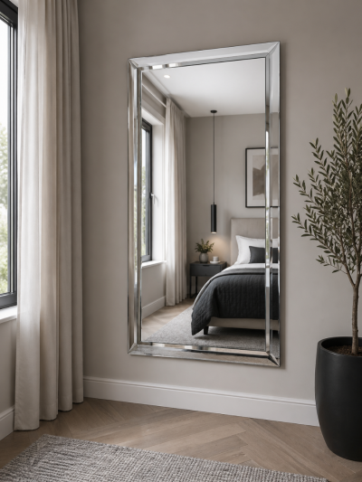 Sheringham All Glass Modern Leaner Mirror 165 x 78 CM