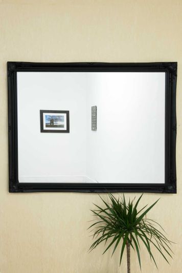 Hamilton Black Shabby Chic Design Wide Wall Mirror 137 x 107 CM