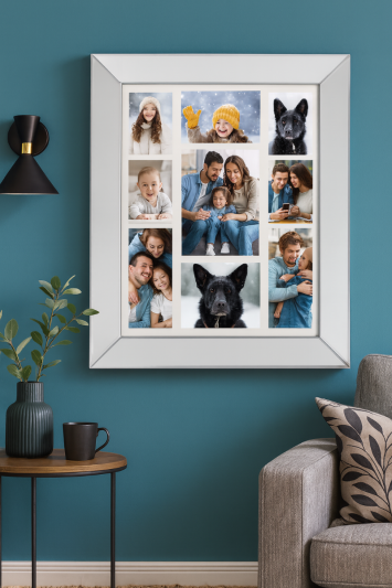 Vista 79x61cm mirrored-edge frame. Sleek design by MirrorOutlet, suitable for multi-aperture or single mounts—perfect for modern home décor