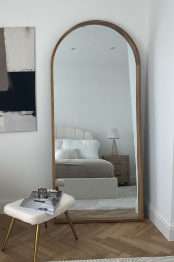 The Naturalis - Solid Oak Framed Arched Leaner / Wall Mirror 75" X 33" (190CM X 85CM) Scandinavian 'Scandi' Inspired.