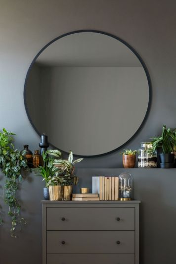 The Fenestra - Black Edged Circular Modern Wall Mirror 39" (100CM) Diameter