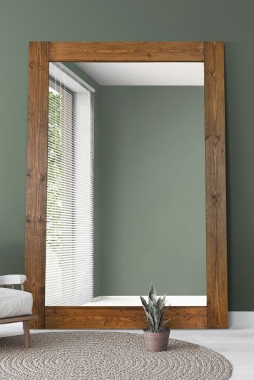 The Farmhouse Range - Dark Rustic Brown Traditional Stained Solid Wooden Leaner or Wall Hung Mirror 82" X 58" (208CM X 149CM)