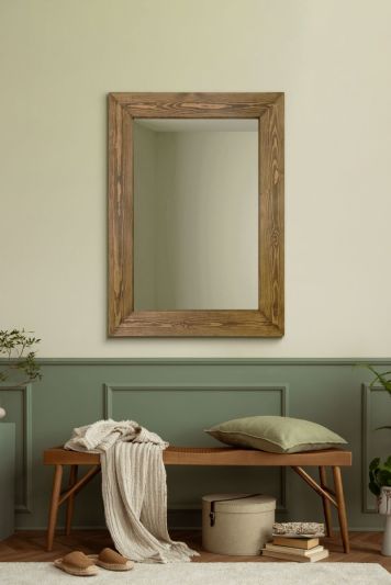The Farmhouse Range - Dark Rustic Brown Traditional Stained Solid Wooden Wall Hung Mirror 37" X 27" (94CM X 69CM)